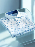 Men's Business Casual Jacquard Button Short Sleeve Polo Shirt