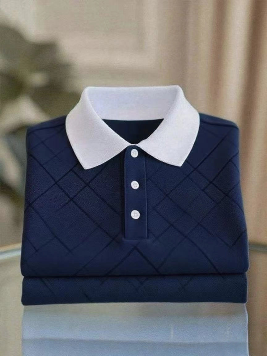 Men's Business Casual Button Short Sleeve Polo Shirt