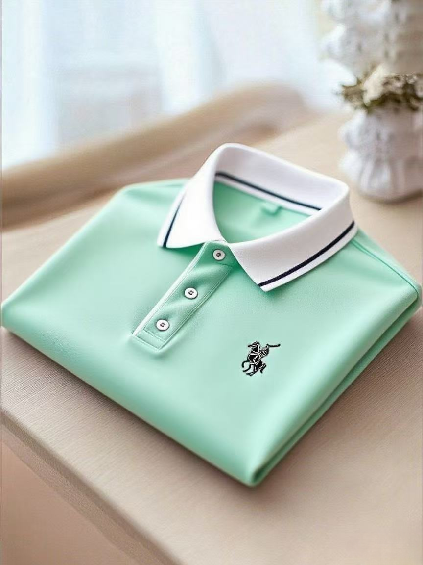Men's Business Casual Button Short Sleeve Polo Shirt