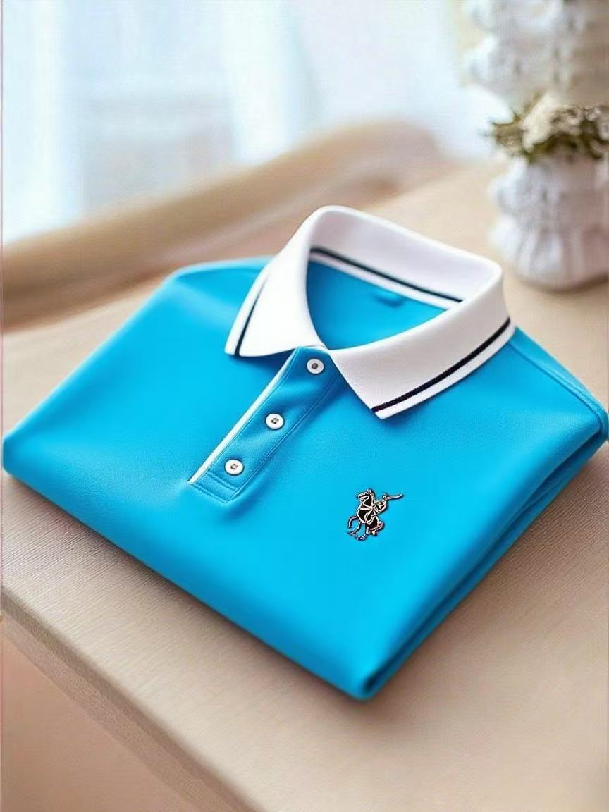 Men's Business Casual Button Short Sleeve Polo Shirt