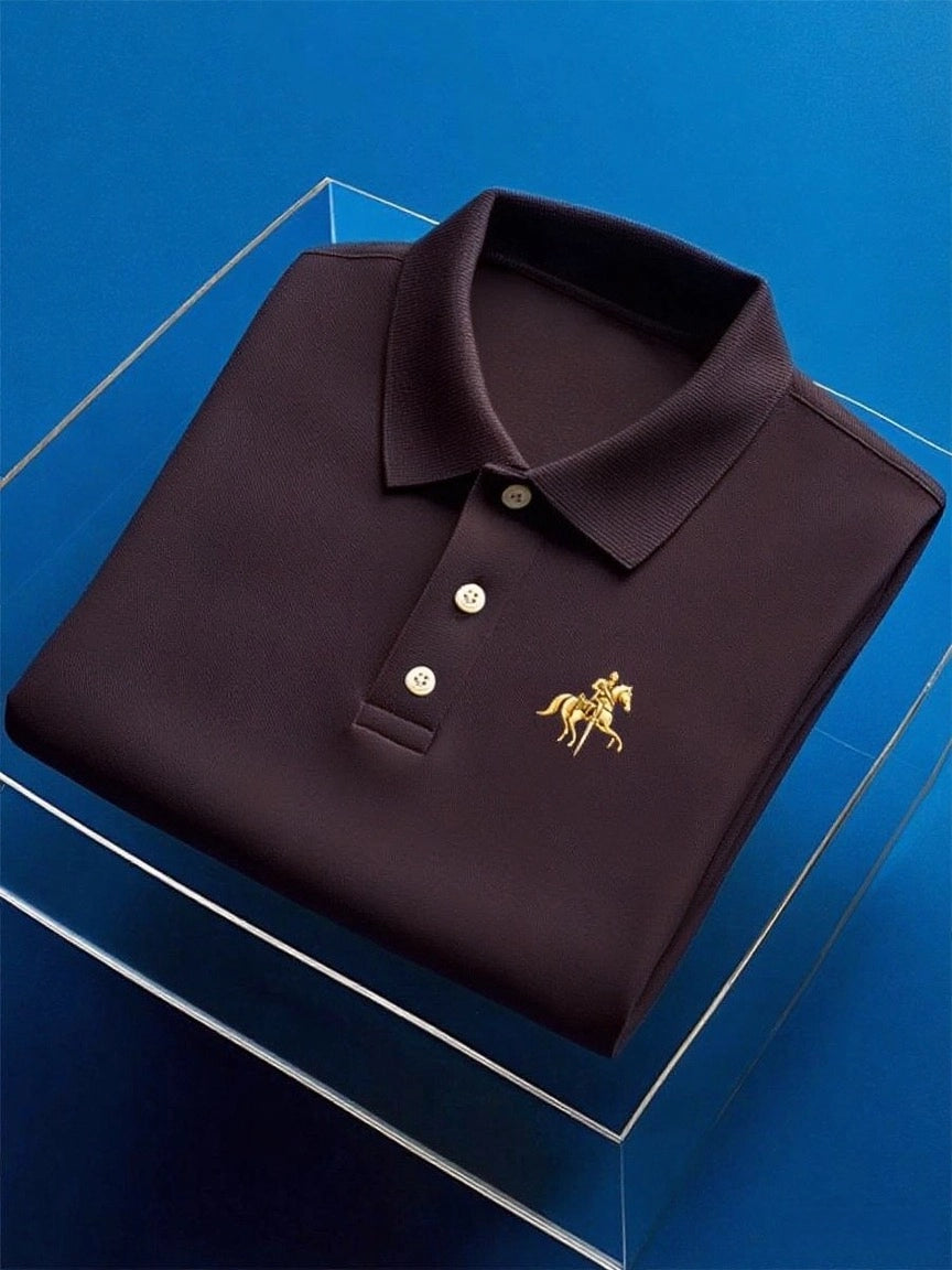 Men's Business Casual Button Short Sleeve Polo Shirt