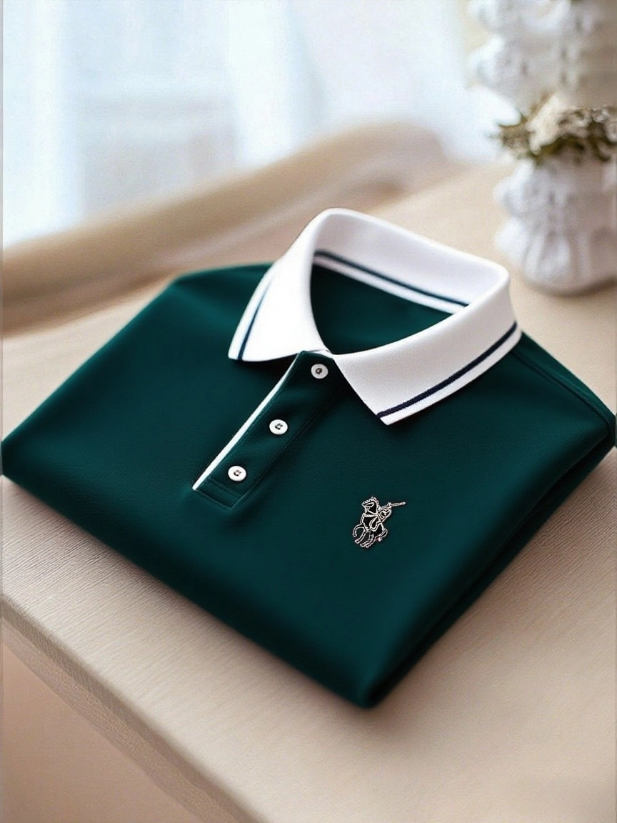 Men's Business Casual Button Short Sleeve Polo Shirt