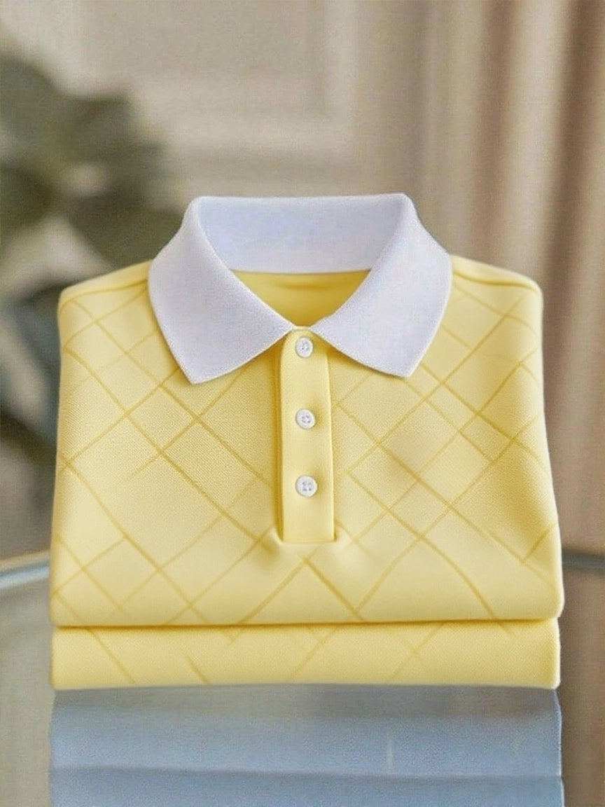 Men's Business Casual Button Short Sleeve Polo Shirt