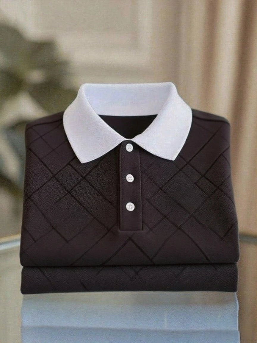 Men's Business Casual Button Short Sleeve Polo Shirt