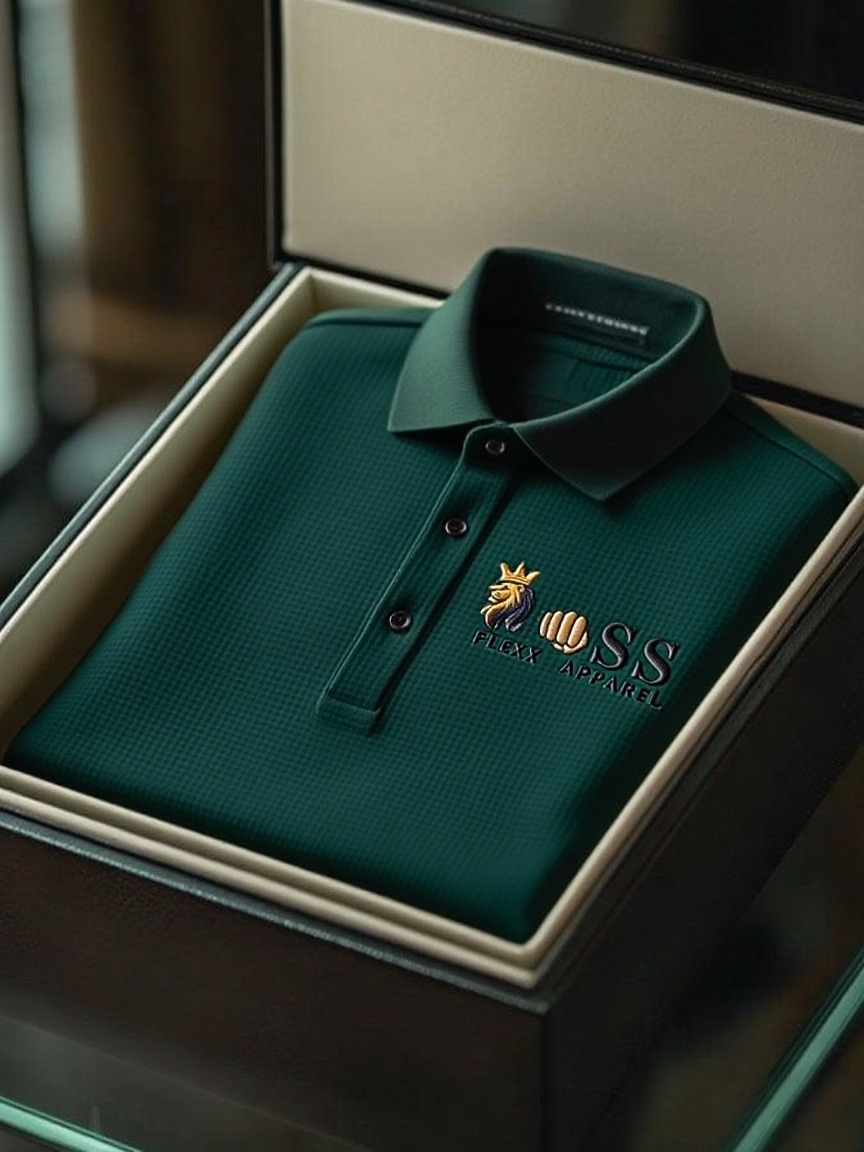 Men's Fashion Business Style Letter Printed Waffle Casual Short Sleeve POLO Shirt