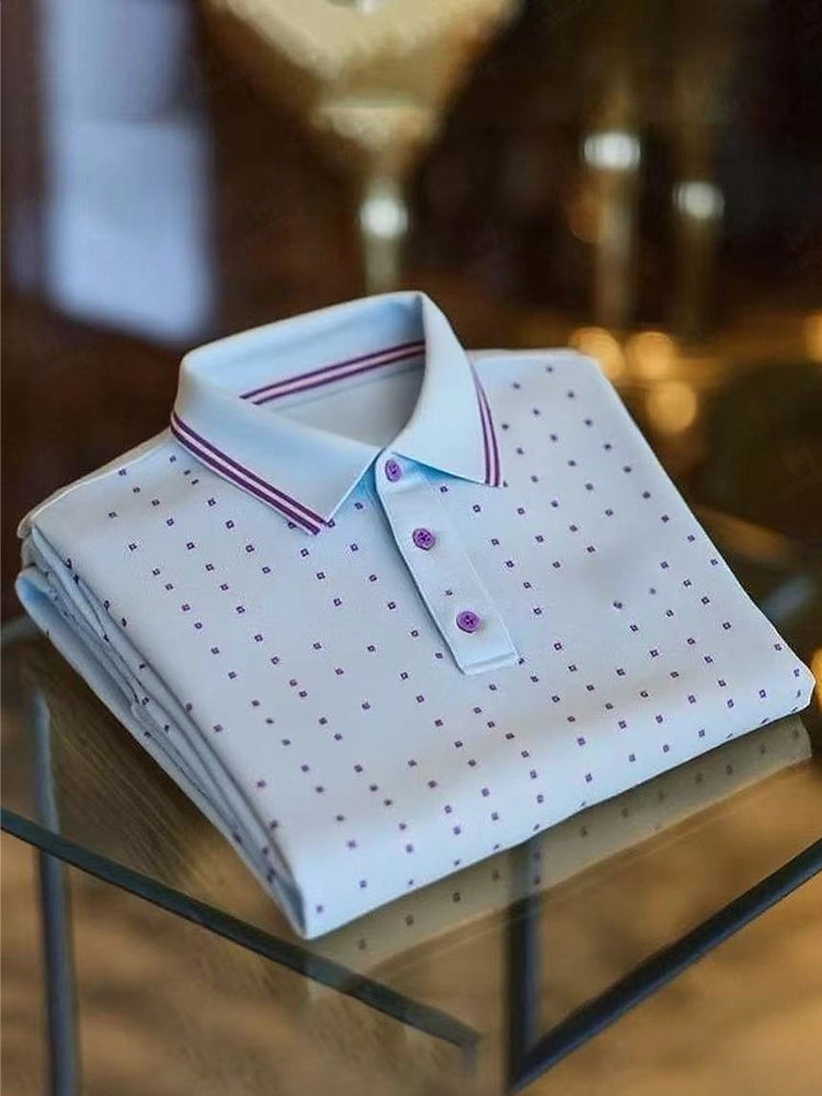 Men's Classic Business Button Short Sleeve Polo Shirt