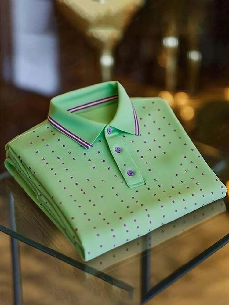 Men's Classic Business Button Short Sleeve Polo Shirt