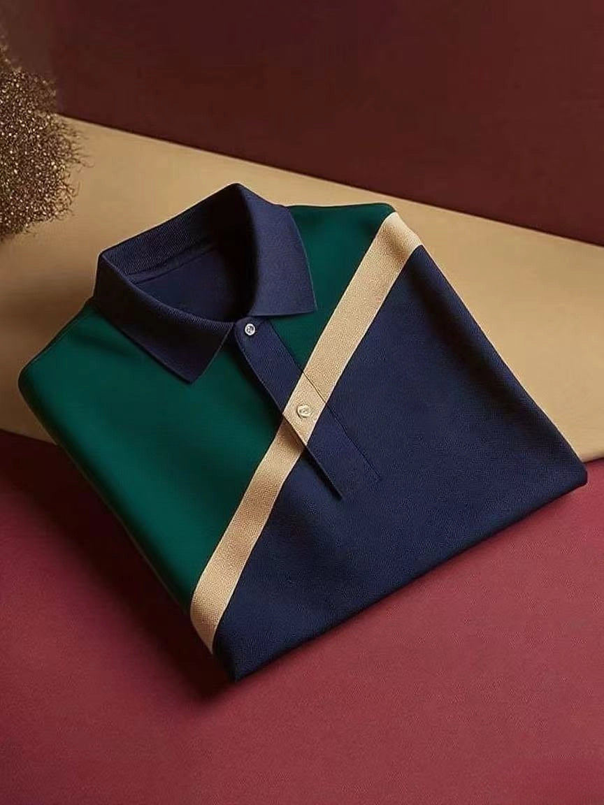 Men's Classic Business Button Short Sleeve Polo Shirt