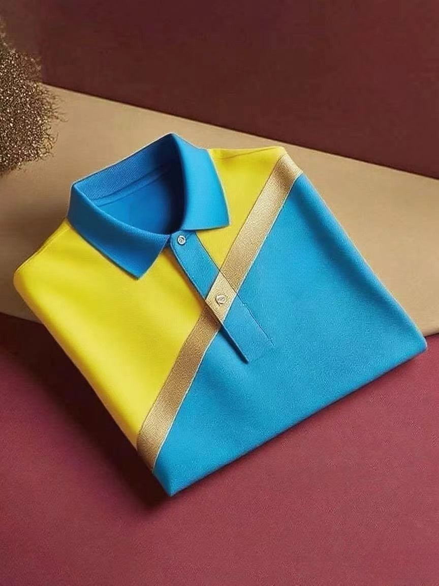 Men's Classic Business Button Short Sleeve Polo Shirt