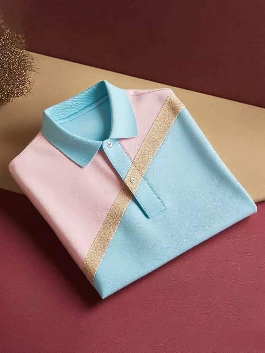 Men's Classic Business Button Short Sleeve Polo Shirt