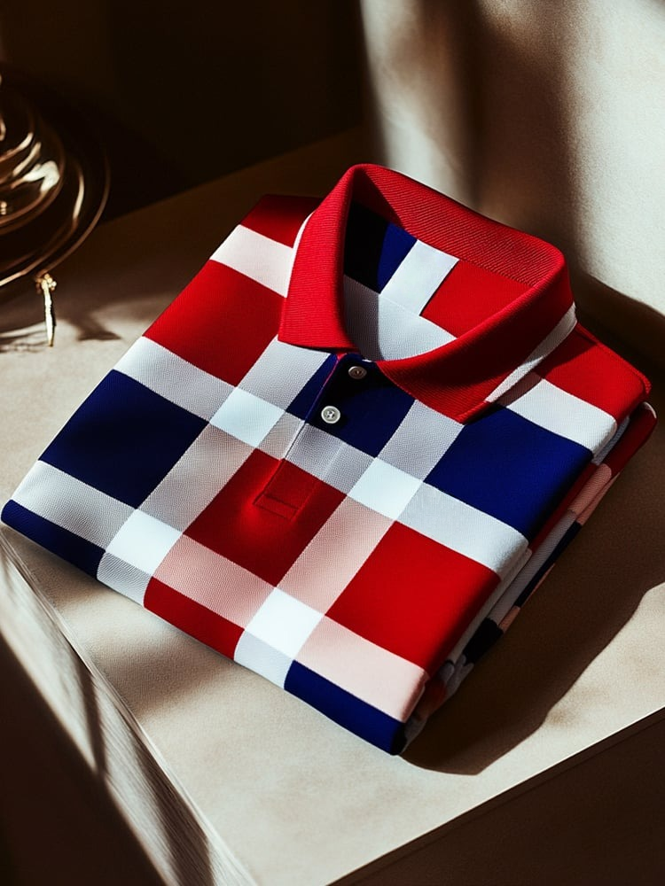 Men's Classic Business Button Short Sleeve Polo Shirt