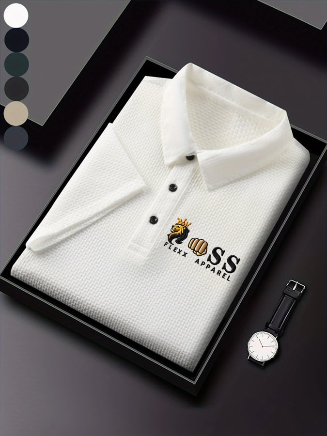 Men'S Waffle Fabric Casual Short Sleeve POLO Shirt